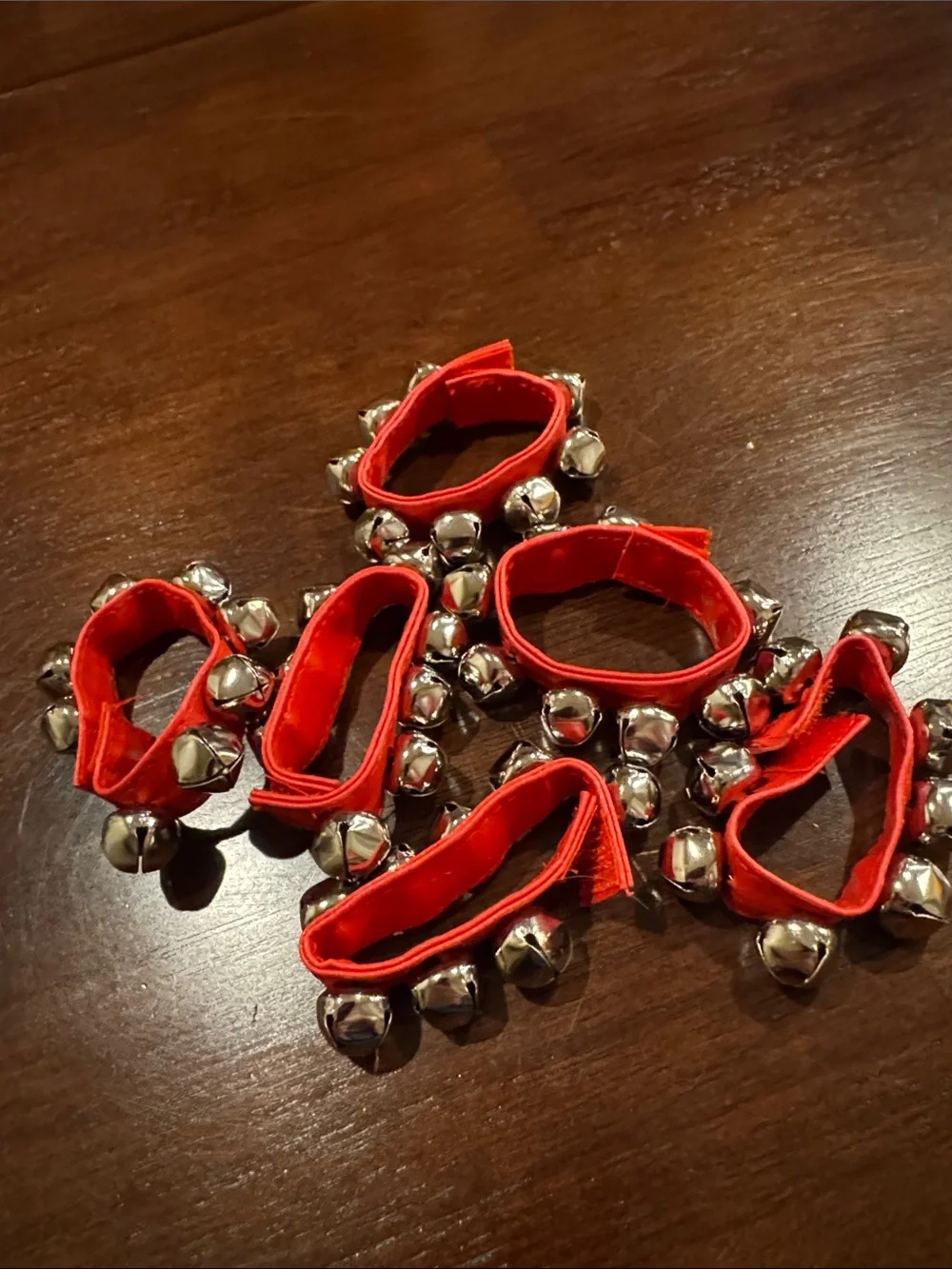 Napkin rings - red jingle bell Christmas set of 6